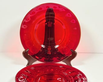 Vintage Ruby Red 8” Plates ~ Set of 4 ~ Please Read Description