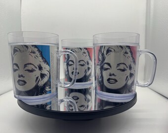 Marilyn Monroe COLLECTOR'S Mug/Cup 1999 Heavy Plastic Set Of 3