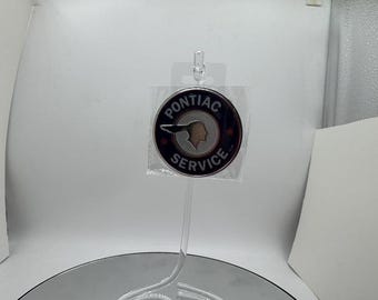Pontiac Service Round Embossed Metal Magnet