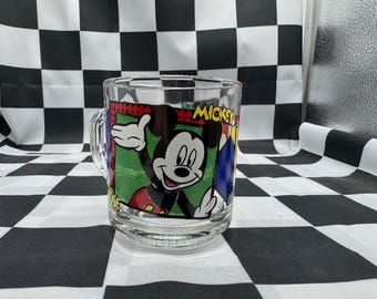 Vintage Anchor Hocking Disney Mickey Minnie Mouse Glass Mug Cup USA