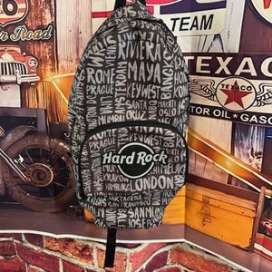 Vintage Hard Rock Cafe New Orleans Leather Backpack Embroidered Globe Logo Black Hard Rock Cafe | Bags | Hard Rock Cafe Souvenirs | Poshmark main image 2