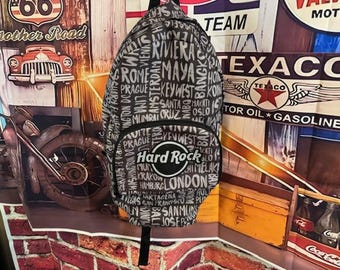 Hard Rock Cafe Cancun Drawstring Mini Backpack Burlap RARE 