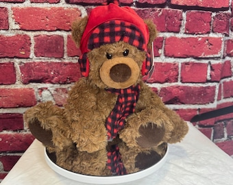 Bass Pro Shop Exclusive 2018 Retired Buffalo Plaid Aurora Lumberjack Bear Plush