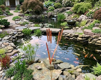 Handcrafted Copper Cattail Wind Chimes – Garden & Patio Outdoor Decor - One No Engraving