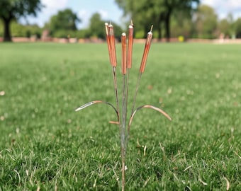 Handcrafted Copper Cattail Wind Chimes – Garden & Patio Outdoor Decor - One No Engraving
