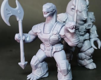 Ultimate Beasts 2-Pack – Snake and Bison Warriors– 3.75" Resin Collectible Toy Wave 3 Bundle – Limited Indie Designer Art Toys