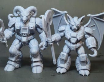 Ultimative Tierwesen 2er-Pack – Schaf- und Fledermaus-Krieger– 3,75-Zoll-Harz-Sammlerstück Wave 3 Bundle – Limitierte Indie Designer Art Toys