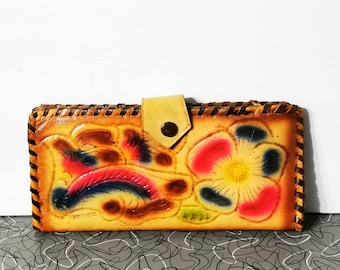 Tooled Leather Clutch Wallet Hand tooled clutch wallet clutch purse