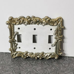 Vintage Metal Triple Light Switch Cover Scrolled Vintage Switchplate Light Switch Cover