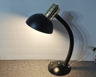 Vintage Goose Neck Desk Lamp Black and Brass Funky Mod Modern Lamp