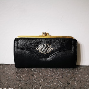 Sac à main portefeuille d’embrayage en cuir noir