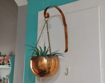 Vintage Copper Hanging Pod Planter With Hanger Mid Century Modern Coppercraft Guild
