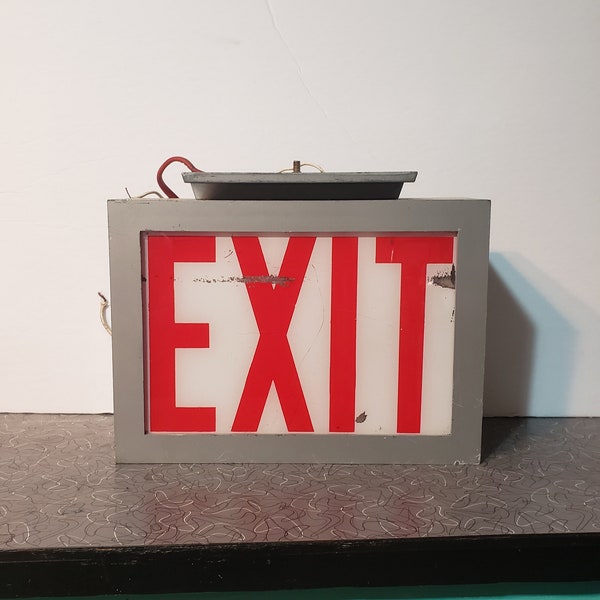 Vintage Industrial Exit Sign Light Fixture