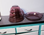 Pyrex Vision Cranberry Bowls and pie plate