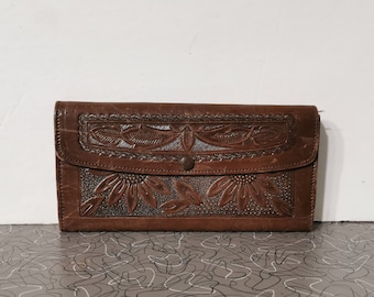 Tooled Leather Clutch Wallet Hand tooled clutch wallet clutch purse