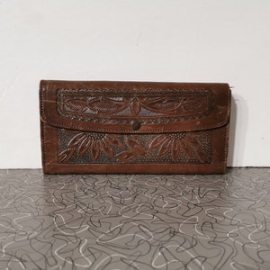 Sac à main d’embrayage à poche en cuir tooled