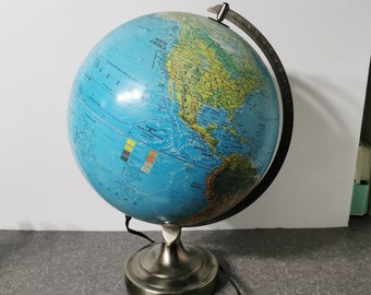 Vintage Replogle Globe Lamp Circa 1990's Illuminated Globe Light Globe Lamp