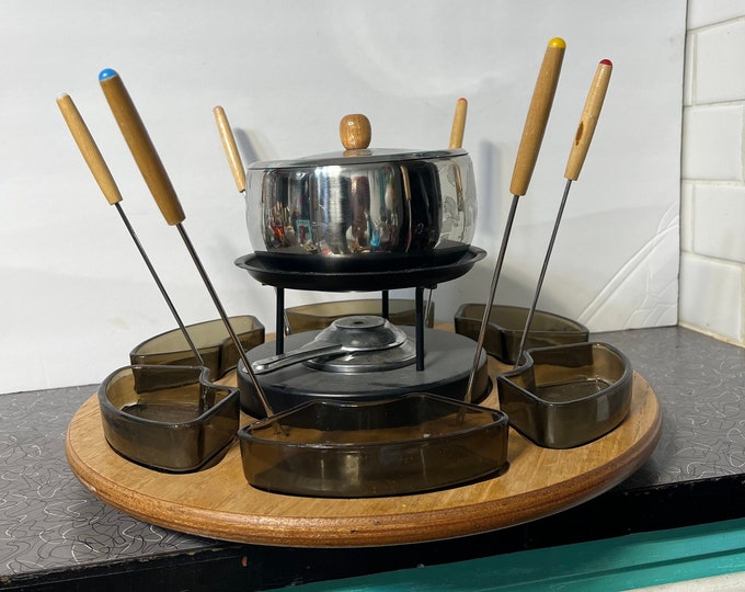 Vintage Fondue Pot Deep Fry With Forks Complete Set Fondue Pot Etsy