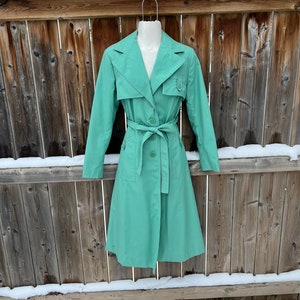Vintage Mint Green Trench Coat Raincoat Waterproof