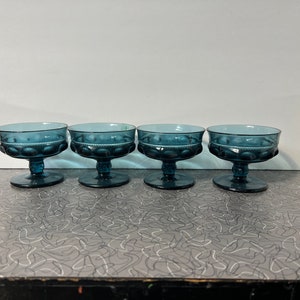 Vintage Glas Eisbecher Blaues Rauchglas