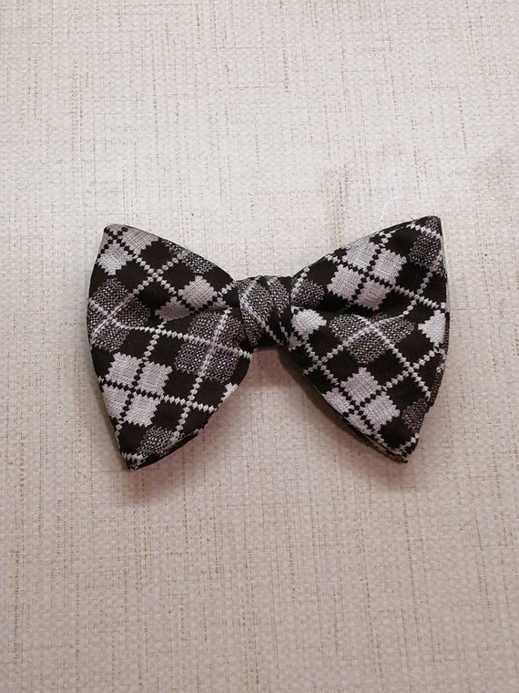 Vintage Bowtie 1950's-60's Brown bowtie plaid Clip