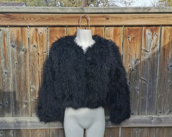 Vintage Ostrich Feather Coat Vintage Ostrich Jacket Medium True Vintage