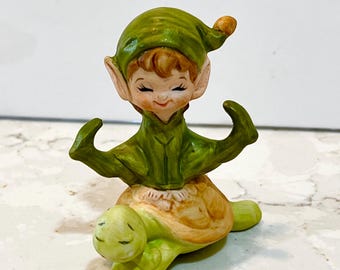 Vintage Napco? Pixie On Turtle Figurine