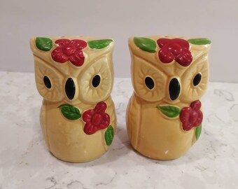 Vintage Kitsch Owl Salt And Pepper Shakers, Joseph Originals Cute Owls Made In Japan