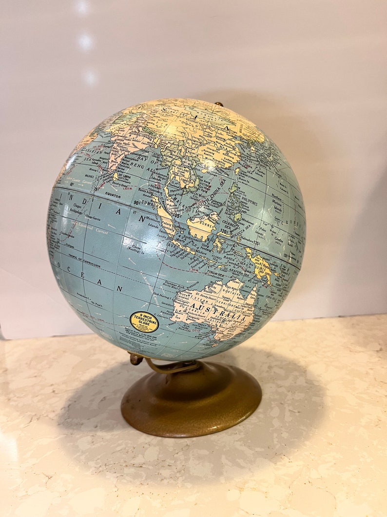 Vintage 9 Inch Crams Terrestrial Globe 1960's-70'a Vintage Modern Globe image 2