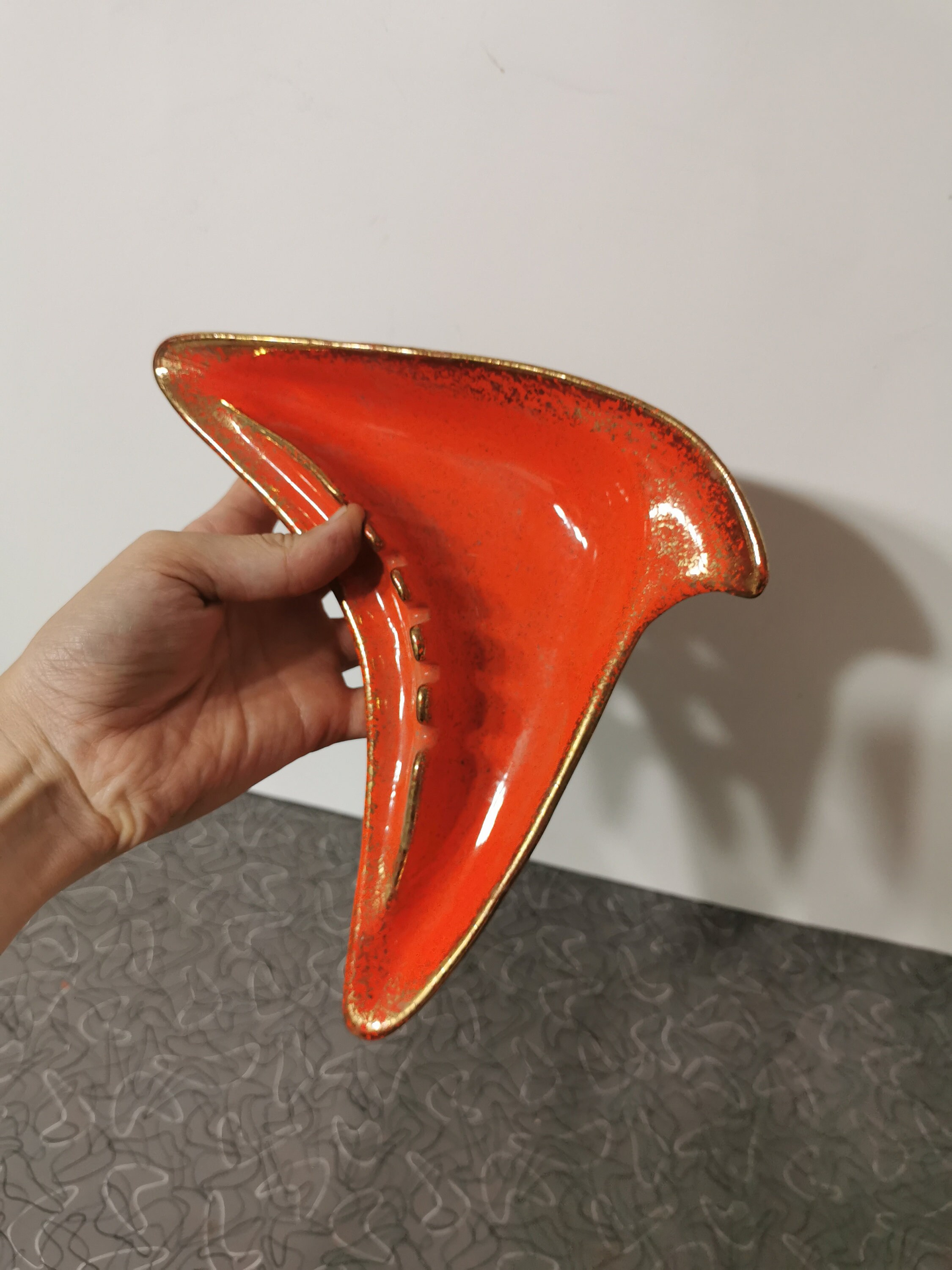 Modern Boomerang Ashtray Mid Century Modern Ceramic Orange Etsy