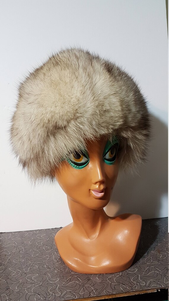 Vintage 1960s Mod Silver Arctic Warm Fur Hat Fox … - image 4