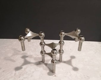 Vintage Nagel Germany Chrome Stacking Tripod Small Taper Candle Holder Set