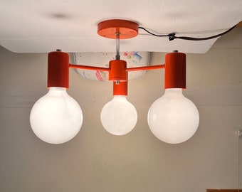 Orange Mid Century Modern Ceiling Light Fixture