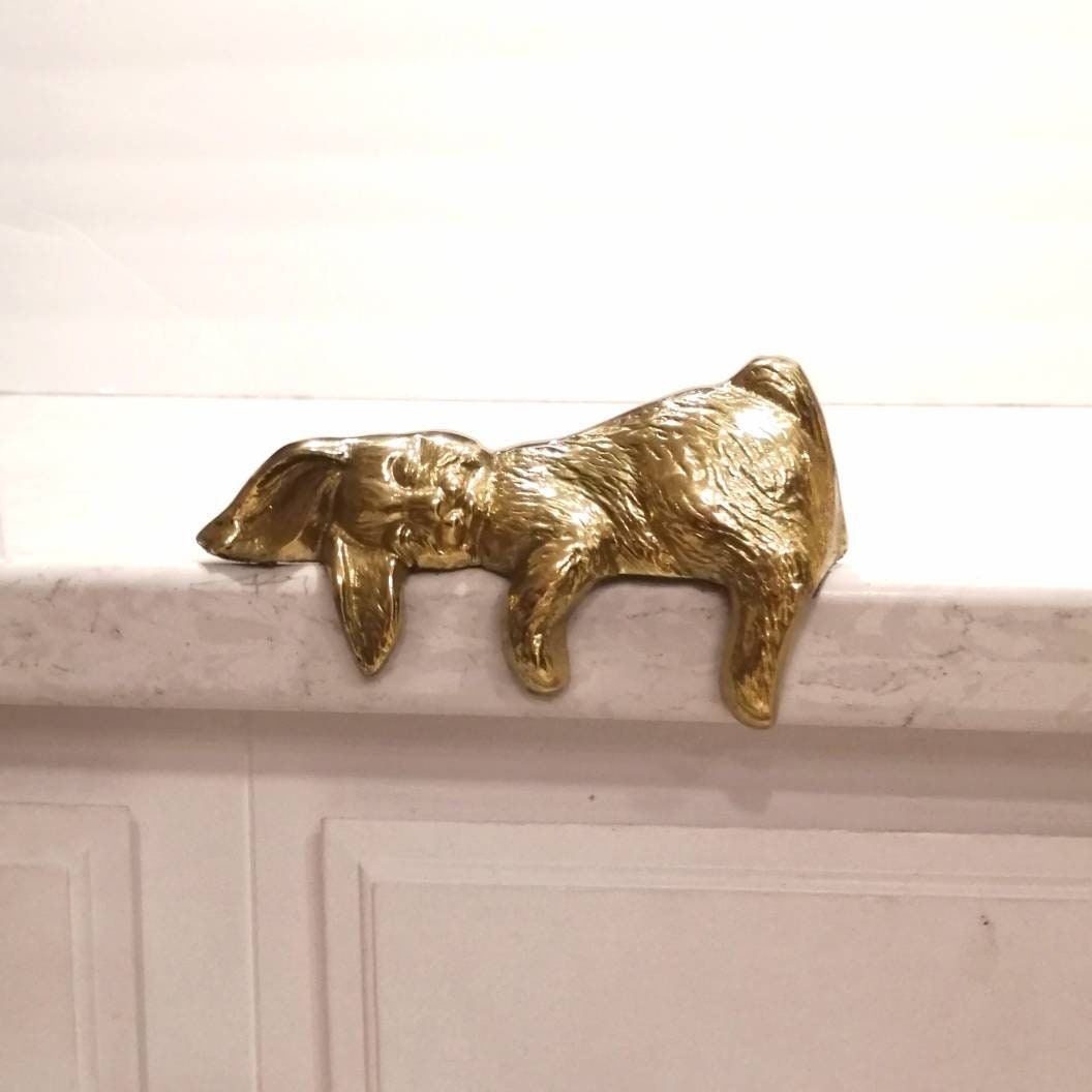 Vintage Brass Sleeping Bunny Shelf Sitter Brass Rabbit Decor