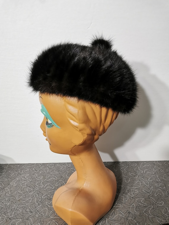 Beautiful Black Mink Hat Vintage Winter Mink Hat … - image 1