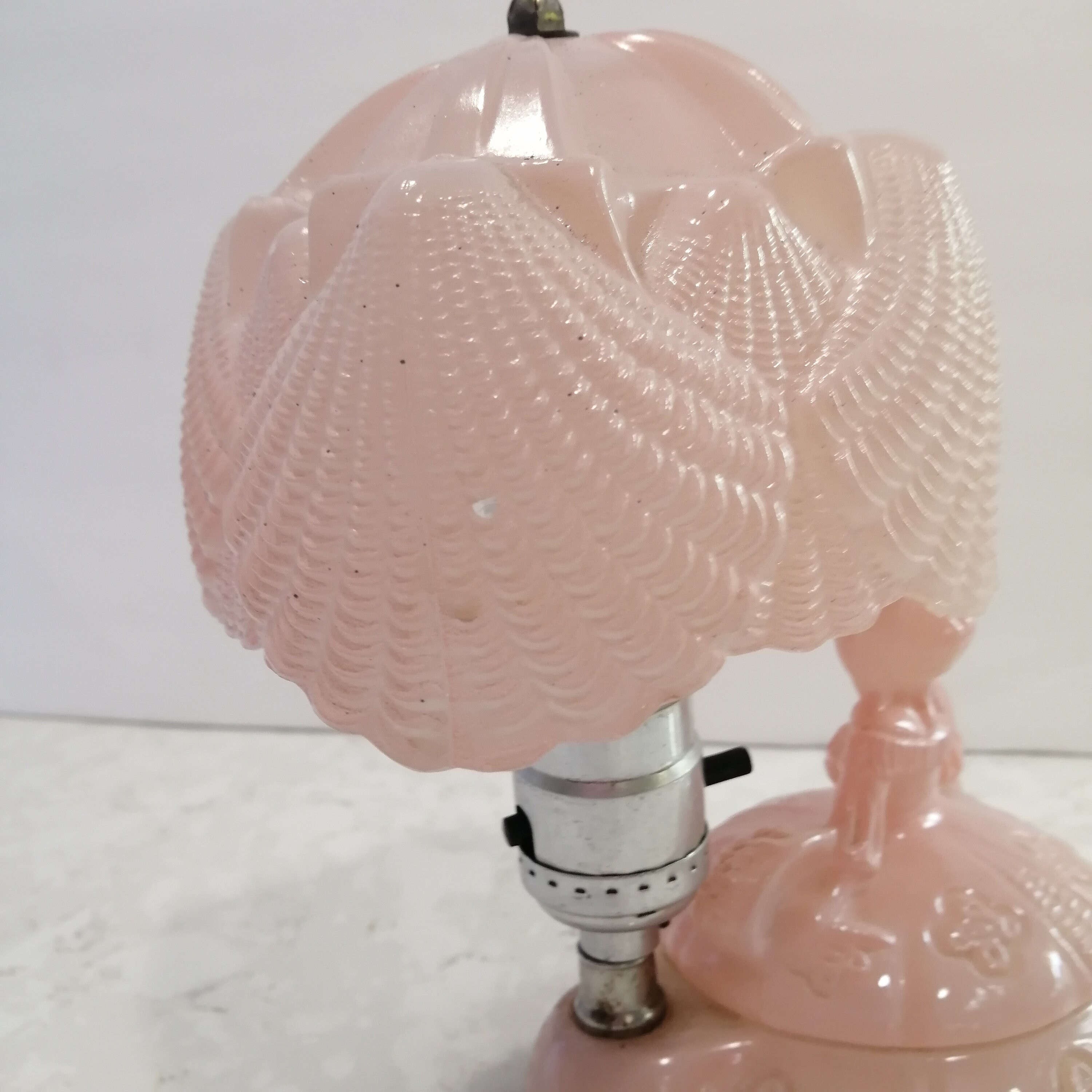 Vintage Pink Jeanette Depression Glass Lamp Powder Box Etsy
