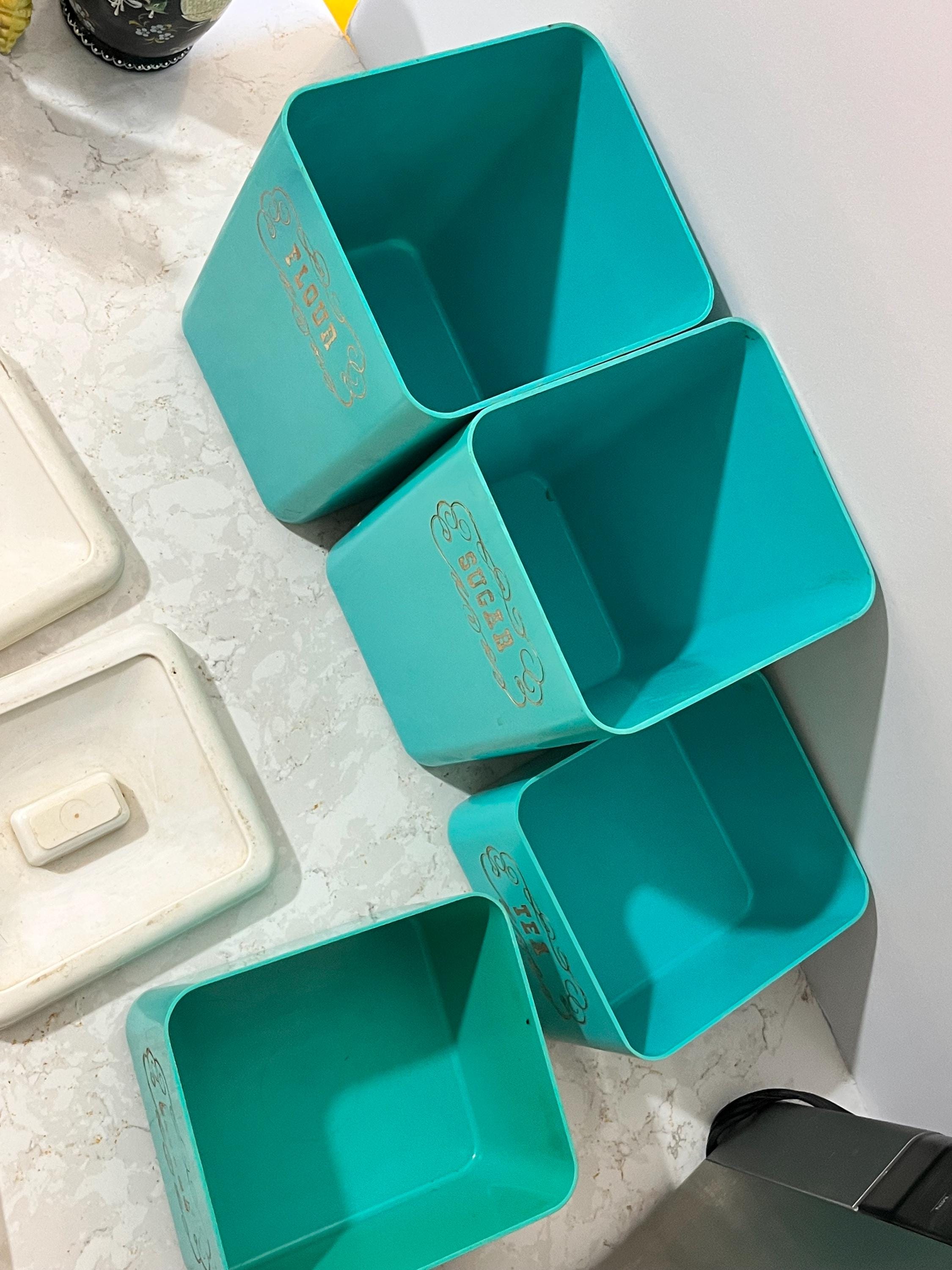 Vintage Lincoln Beautyware Canister Set Aqua Robins Egg Blue