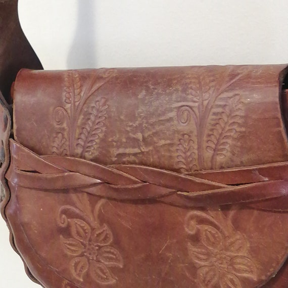 Vintage Mexico Tooled Leather Purse Pouch Purse B… - image 6