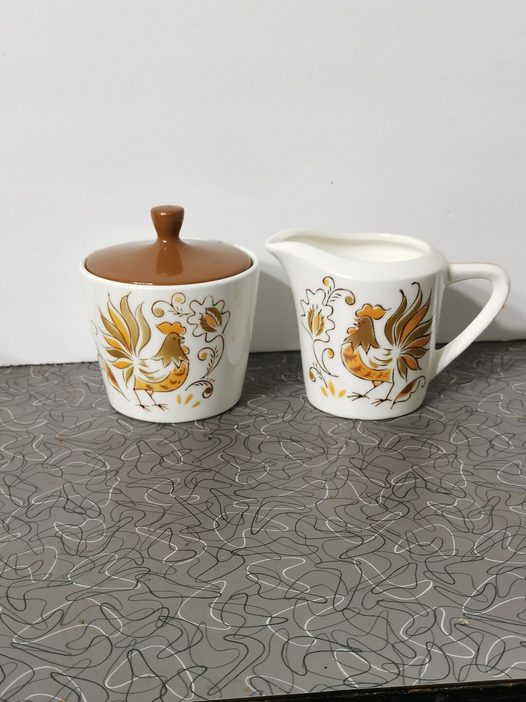 Mod Rooster Cream Sugar Set Etsy