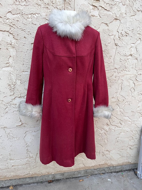 Vintage Mod 1970's Wool Coat Maroon Mod Wool Coat - image 2