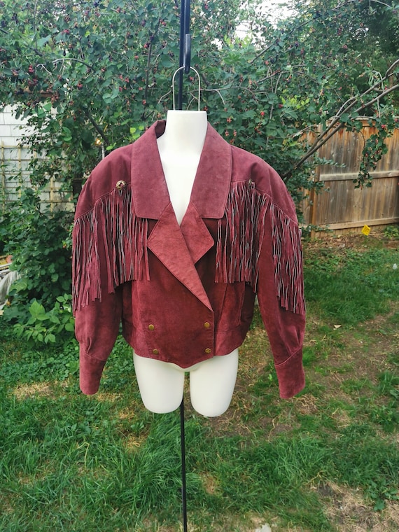 ジャケット・アウター vintage western fringe concho leather Vintage Black Leather Fringe Biker Jacket: Western Concho