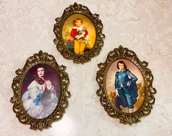 Vintage Filigree Ornate Picture Frames Brass Italy