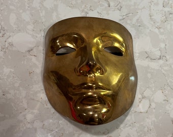 Detailed Brass Mask Large Statement