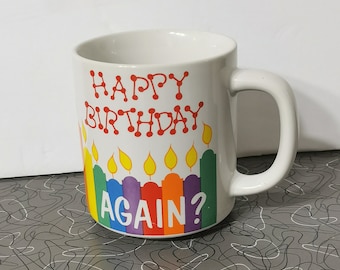 Fantastisk vintagemugg med regnbåge från 1980-talet