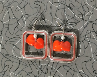 1980's Mod Acrylic Heart Earrings