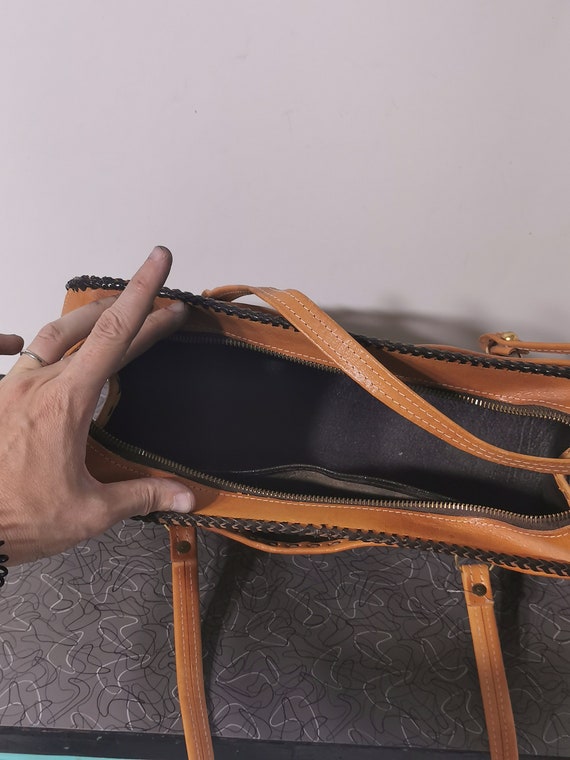 Vintage Large Tooled Leather Purse Large Boho Ret… - image 8