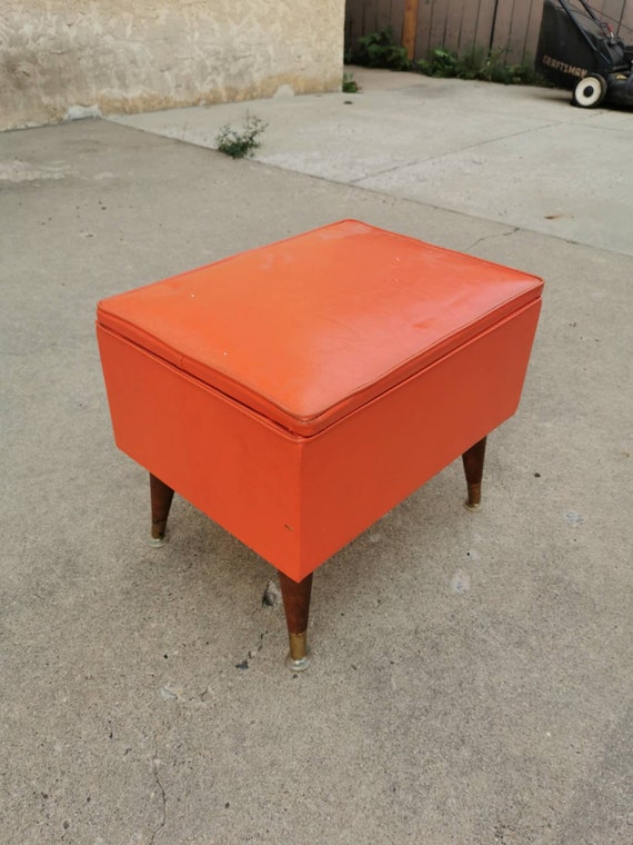 Mid Century Ottoman Sewing Storage Box 1950 s Ottoman Foot Stool
