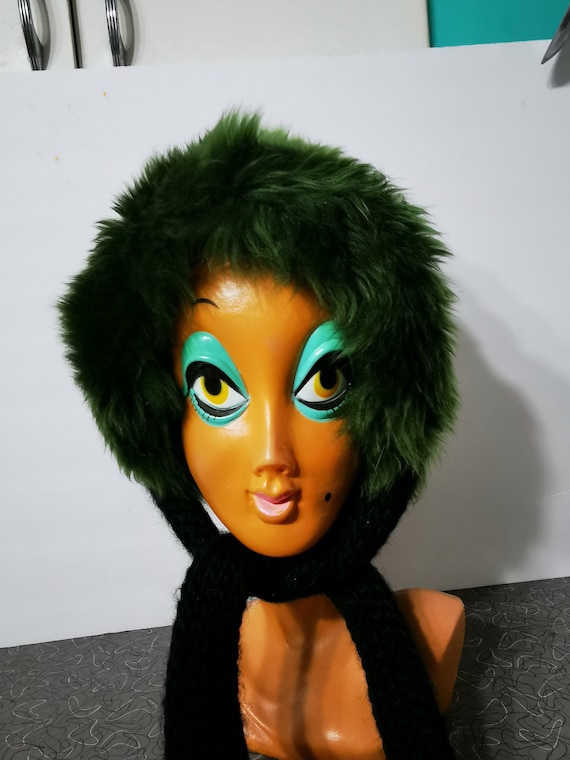 Vintage 1960s Shearling Lambskin Warm Fur Hood Fur