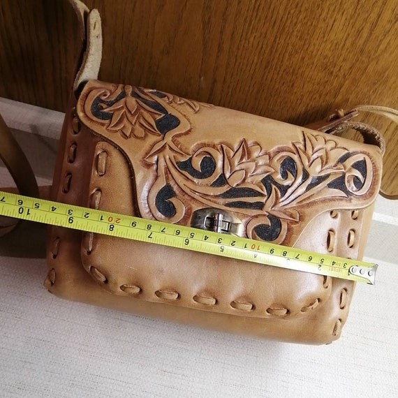 Vintage Mexico Tooled Leather Purse Pouch Purse B… - image 8