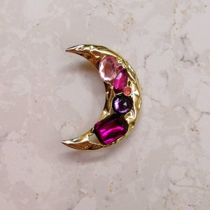 Vintage Halbmond Brosche Jeweled Parkdale Unterzeichnet